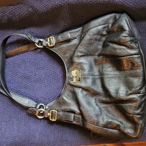 Black leather coach purse